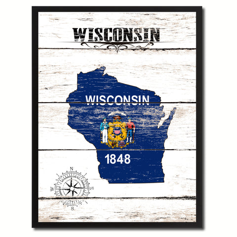 Wisconsin Vintage History Flag Canvas Print, Picture Frame Gift Ideas Home Décor Wall Art Decoration