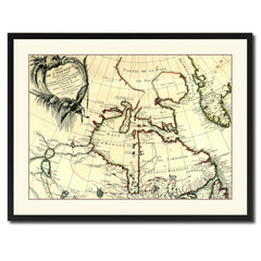 North East Canada & Greenland Vintage Antique Map Wall Art Home Decor Gift Ideas Canvas Print Custom Picture Frame