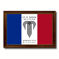 Kansas City Missouri State Flag Canvas Print Brown Picture Frame
