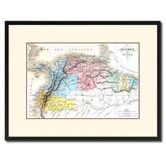 Columbia Venezuela Guianna Vintage Antique Map Wall Art Home Decor Gift Ideas Canvas Print Custom Picture Frame