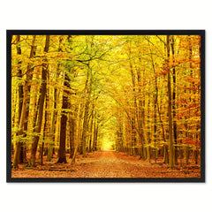 Autumn Road Yellow Landscape Photo Canvas Print Pictures Frames Home Décor Wall Art Gifts