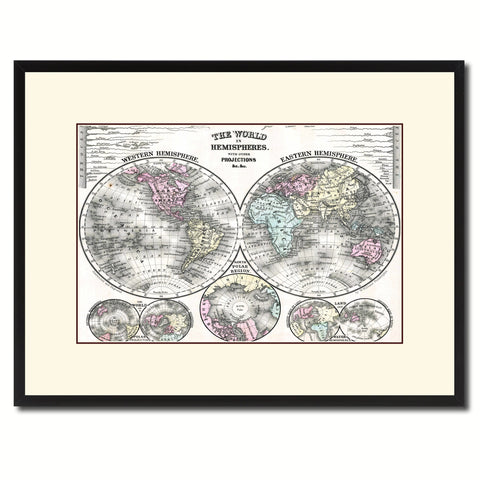 World Vintage Antique Map Wall Art Home Decor Gift Ideas Canvas Print Custom Picture Frame