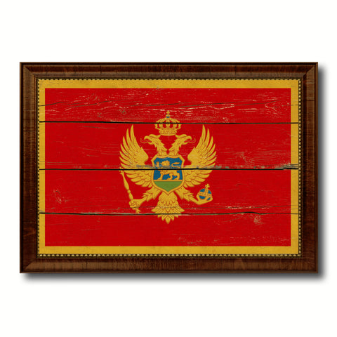 Montenegro Country Flag Vintage Canvas Print with Brown Picture Frame Home Decor Gifts Wall Art Decoration Artwork