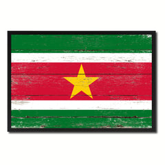 Suriname Country National Flag Vintage Canvas Print with Picture Frame Home Decor Wall Art Collection Gift Ideas