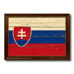 Slovakia Country Flag Vintage Canvas Print with Brown Picture Frame Home Decor Gifts Wall Art Decoration Artwork