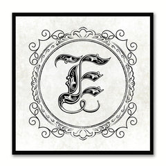 Alphabet E White Canvas Print Black Frame Kids Bedroom Wall Décor Home Art