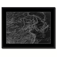 Europe  Asia Vintage Monochrome Map Canvas Print, Gifts Picture Frames Home Decor Wall Art