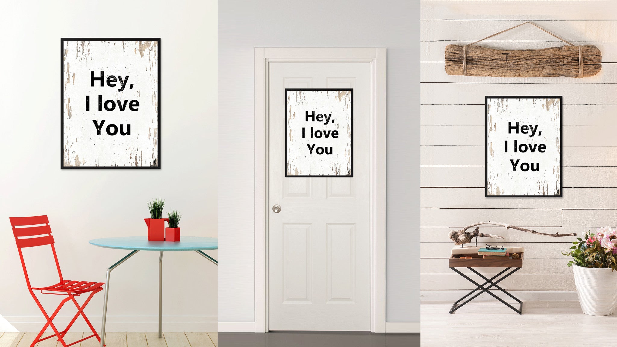Hey I Love You Saying Canvas Print, Black Picture Frame Home Decor Wall Art Gifts