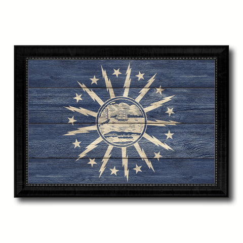 Miami City Florida State Flag Canvas Print Brown Picture Frame