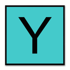 Alphabet Y Aqua Canvas Print Black Frame Kids Bedroom Wall Décor Home Art