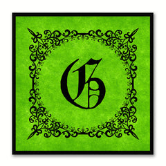 Alphabet G Green Canvas Print Black Frame Kids Bedroom Wall Décor Home Art