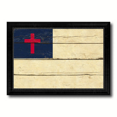 Kayso Christian Religious Flag Vintage Canvas Print with Black Picture Frame Home Decor Wall Art Decoration Gift Ideas
