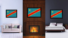 Congo Democratic Republic Country Flag Vintage Canvas Print with Black Picture Frame Home Decor Gifts Wall Art Decoration Artwork