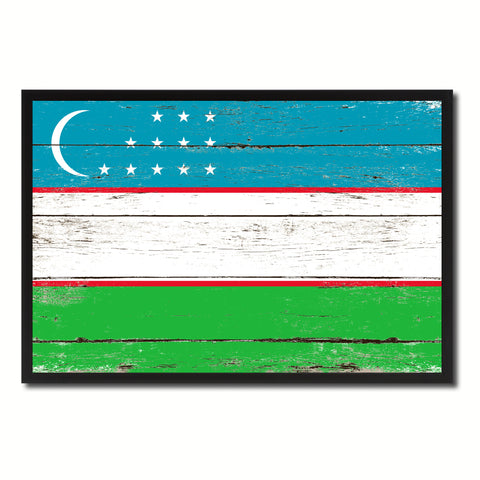 Uzbekistan Country National Flag Vintage Canvas Print with Picture Frame Home Decor Wall Art Collection Gift Ideas