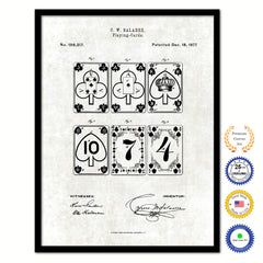1877 Playing Cards Poker Game Old Patent Art Print on Canvas Custom Framed Vintage Home Decor Wall Decoration Great for Gifts