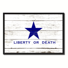 Liberty or Death Flag Goliad Texas Battle Independence Military Flag Vintage Canvas Print with Picture Frame Home Decor Man Cave Wall Art Collectible Decoration Artwork Gifts