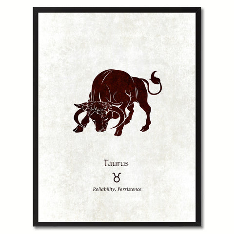 Zodiac Taurus Horoscope Astrology Canvas Print, Black Picture Frame Gifts Home Decor Wall Art Decoration