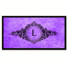 Alphabet Letter L Purple Canvas Print, Black Custom Frame