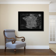 France Paris Vintage Monochrome Map Canvas Print, Gifts Picture Frames Home Decor Wall Art