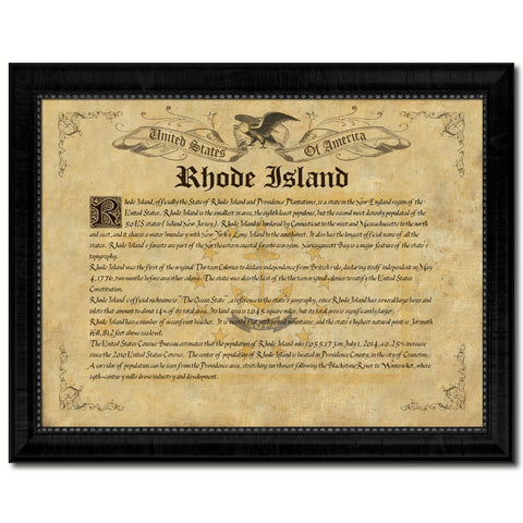 Rhode Island State Vintage Map Gifts Home Decor Wall Art Office Decoration
