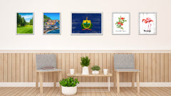 Vermont State Flag Shabby Chic Gifts Home Decor Wall Art Canvas Print, White Wash Wood Frame
