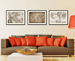 Ancient World Vintage Sepia Map Canvas Print, Picture Frame Gifts Home Decor Wall Art Decoration