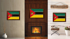 Mozambiqu Country Flag Vintage Canvas Print with Brown Picture Frame Home Decor Gifts Wall Art Decoration Artwork