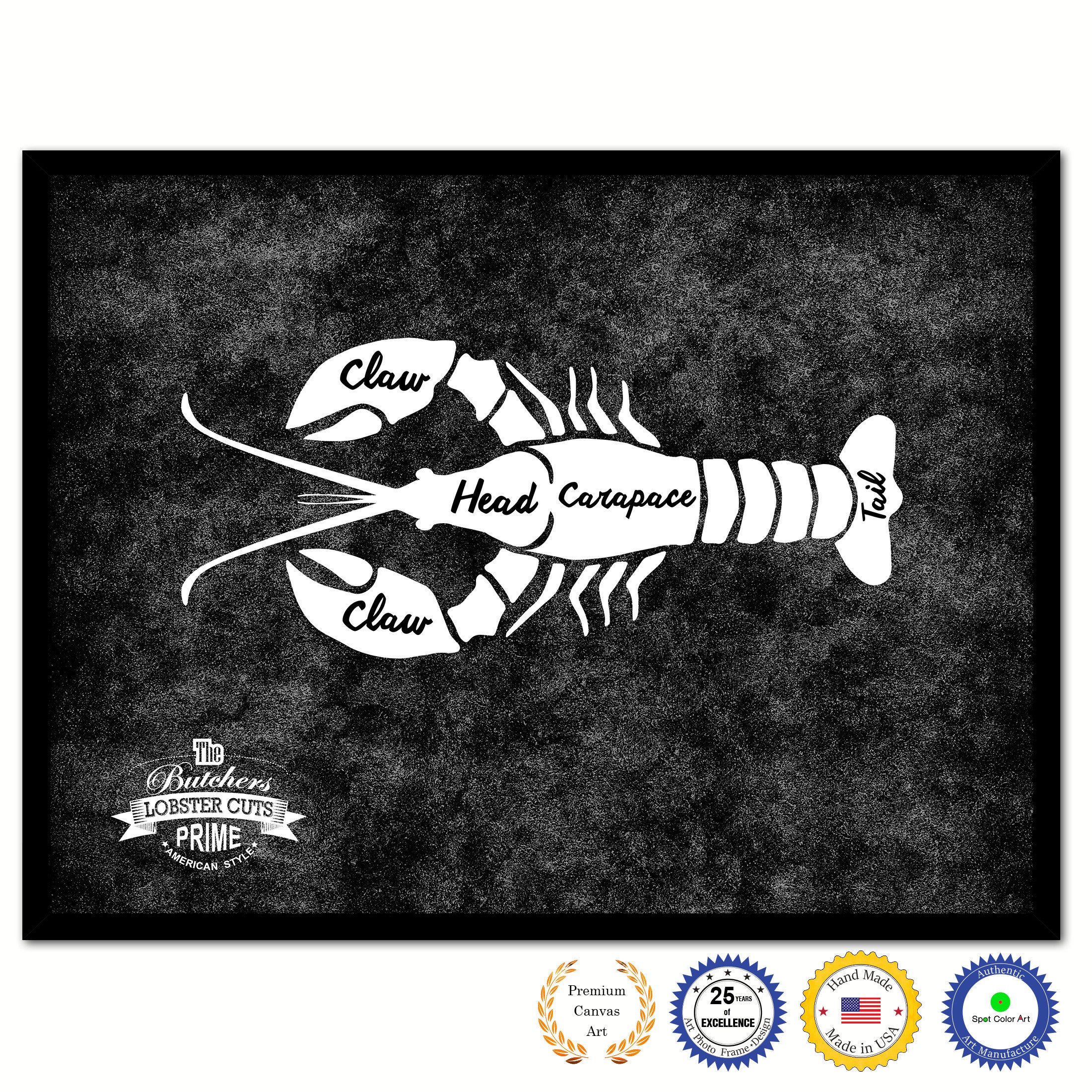 Lobster Meat Cuts Butchers Chart Canvas Print Picture Frame Home Decor Wall Art Gifts
