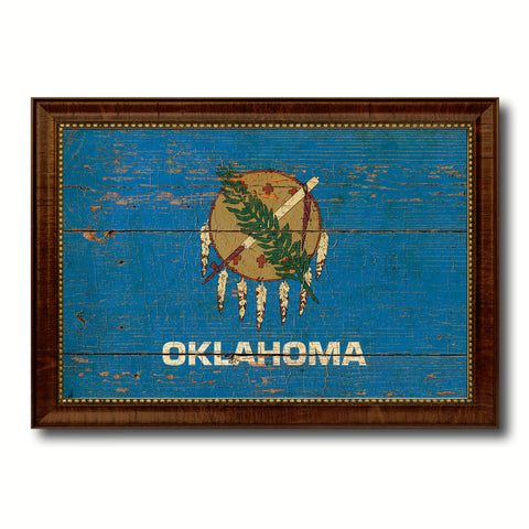 Oklahoma State Vintage Map Gifts Home Decor Wall Art Office Decoration