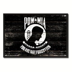 Pow Mia Military Flag Vintage Canvas Print with Picture Frame Home Decor Man Cave Wall Art Collectible Decoration Artwork Gifts