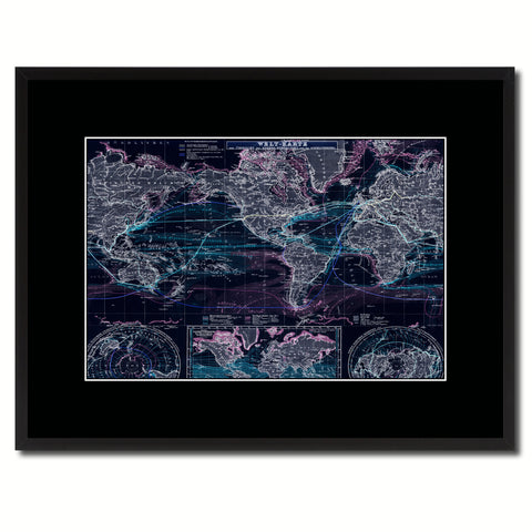 World Ocean Currents Vintage Vivid Color Map Canvas Print, Picture Frame Home Decor Wall Art Office Decoration Gift Ideas