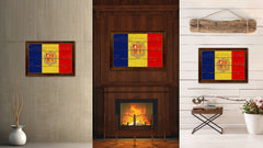 Andorra Country Flag Vintage Canvas Print with Brown Picture Frame Home Decor Gifts Wall Art Decoration Artwork