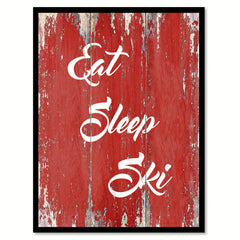 Eat Sleep Ski Quote Saying Gift Ideas Home Décor Wall Art