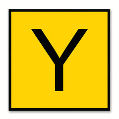 Alphabet Y Yellow Canvas Print Black Frame Kids Bedroom Wall Décor Home Art