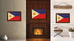 Philippines Country Flag Vintage Canvas Print with Brown Picture Frame Home Decor Gifts Wall Art Decoration Artwork