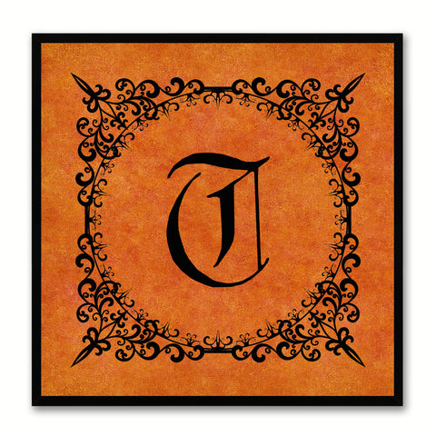 Alphabet T Orange Canvas Print Black Frame Kids Bedroom Wall Décor Home Art