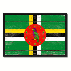 Dominica Country National Flag Vintage Canvas Print with Picture Frame Home Decor Wall Art Collection Gift Ideas