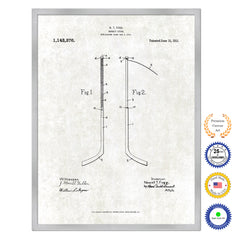 1915 Hockey Stick Old Patent Art Print on Canvas Custom Framed Vintage Home Decor Wall Decoration Great for Gifts