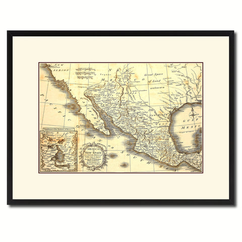 Mexico Vintage Antique Map Wall Art Home Decor Gift Ideas Canvas Print Custom Picture Frame