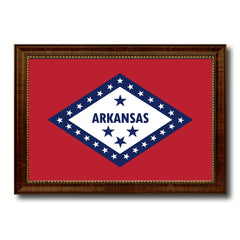 Arkansas State Flag Canvas Print with Custom Brown Picture Frame Home Decor Wall Art Decoration Gifts