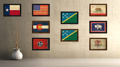 Solomon Island Country Flag Vintage Canvas Print with Brown Picture Frame Home Decor Gifts Wall Art Decoration Artwork