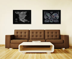 North America Canada Mexico Vintage Monochrome Map Canvas Print, Gifts Picture Frames Home Decor Wall Art