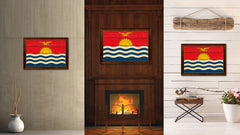 Kiribati Country Flag Vintage Canvas Print with Brown Picture Frame Home Decor Gifts Wall Art Decoration Artwork