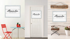Alexander Name Plate White Wash Wood Frame Canvas Print Boutique Cottage Decor Shabby Chic