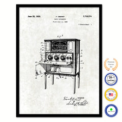 1929 Radio Apparatus Old Patent Art Print on Canvas Custom Framed Vintage Home Decor Wall Decoration Great for Gifts