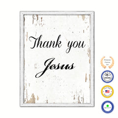 Thank You Jesus Vintage Saying Gifts Home Decor Wall Art Canvas Print with Custom Picture Frame