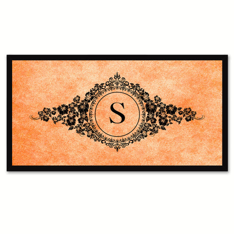 Alphabet Letter S Orange Canvas Print, Black Custom Frame