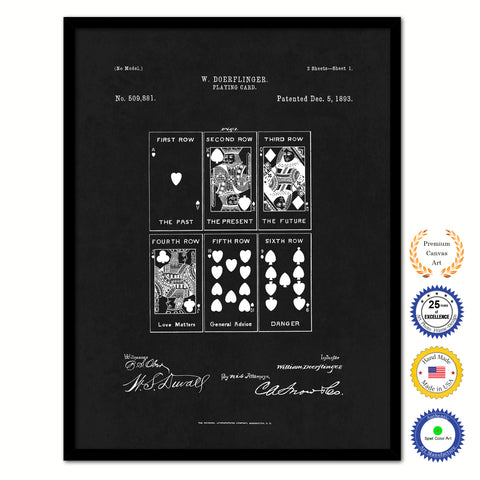 1893 Face Poker Game Old Patent Art Print on Canvas Custom Framed Vintage Home Decor Wall Decoration Great for Gifts