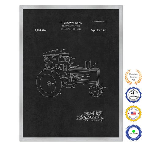 1941 Tractor Enclosure Old Patent Art Print on Canvas Custom Framed Vintage Home Decor Wall Decoration Great for Gifts