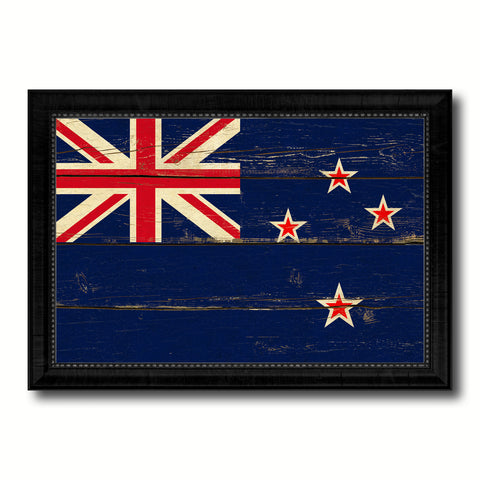 New Zealand Country Flag Vintage Canvas Print with Black Picture Frame Home Decor Gifts Wall Art Decoration Artwork